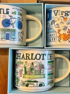 Starbucks mugs - Seattle, Virginia and Charlotte